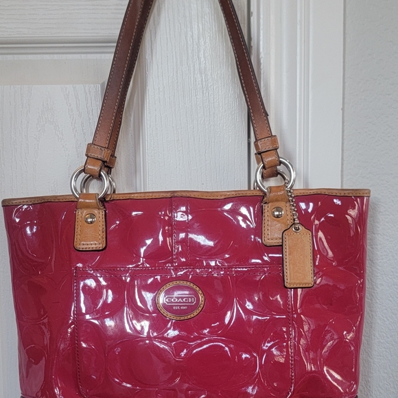 Coach Pink Patent Leather Tote Bag - Picture 11 of 12